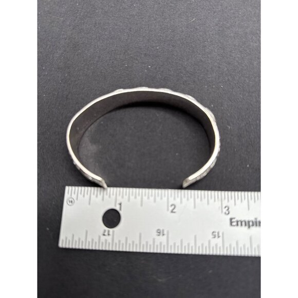 Faux Blue Opal Silver Tone Cuff Bracelet - Picture 8 of 10